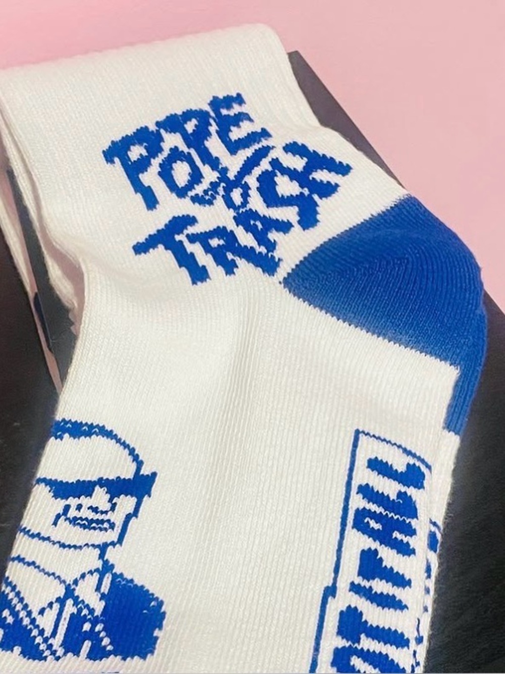 John Waters blue  POPE OF TRASH SOCKS Academy Museum limited edition